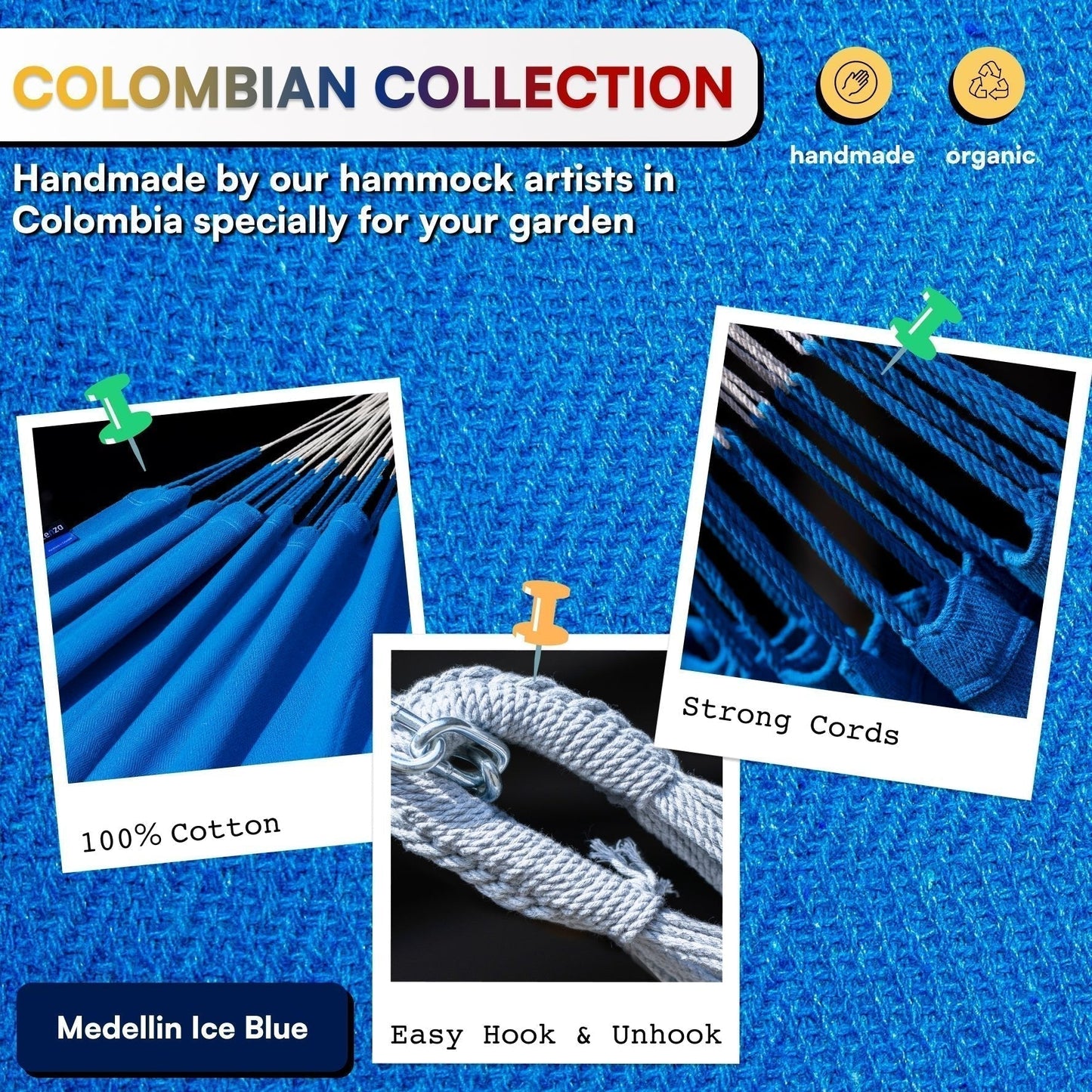 Colombian Medellin Ice Blue Cocoon Fabric - PotenzaHammocks