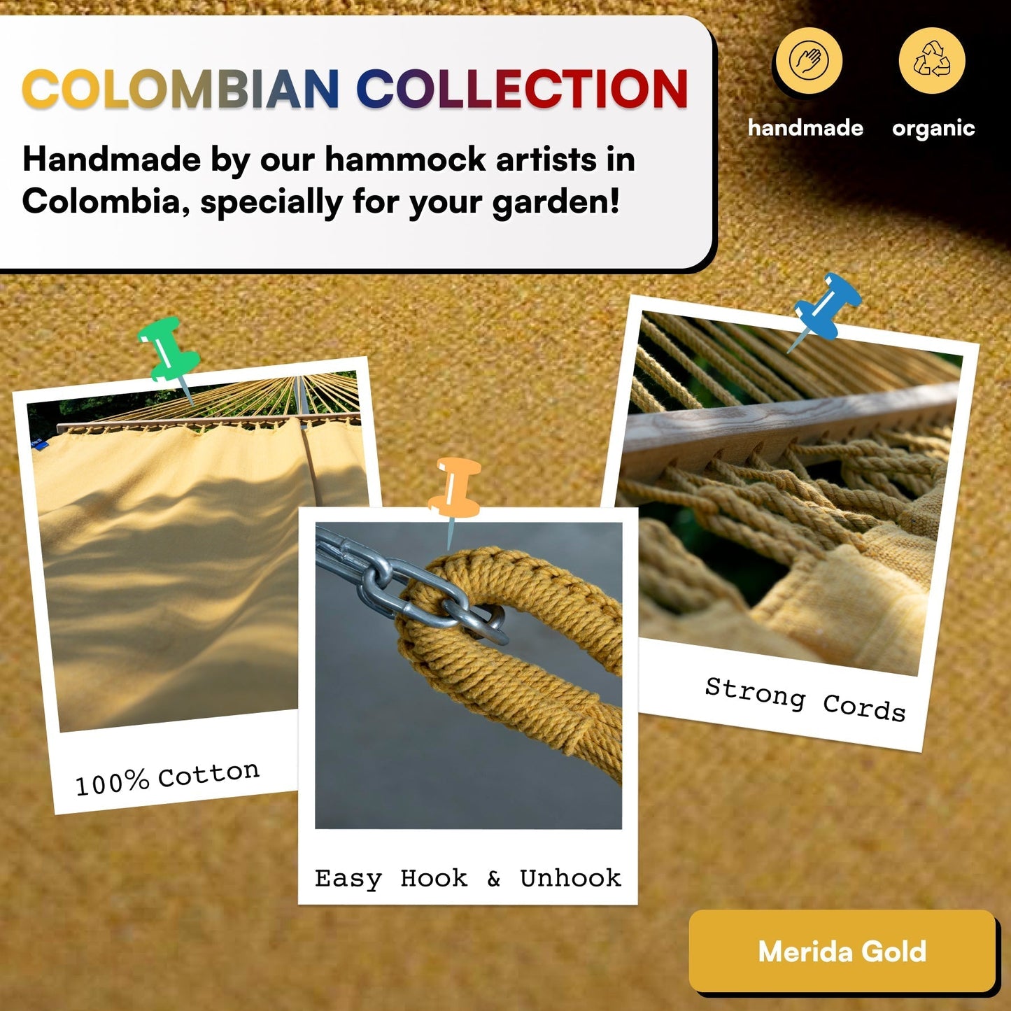 Colombian Merida Gold Crossbar Fabric - PotenzaHammocks