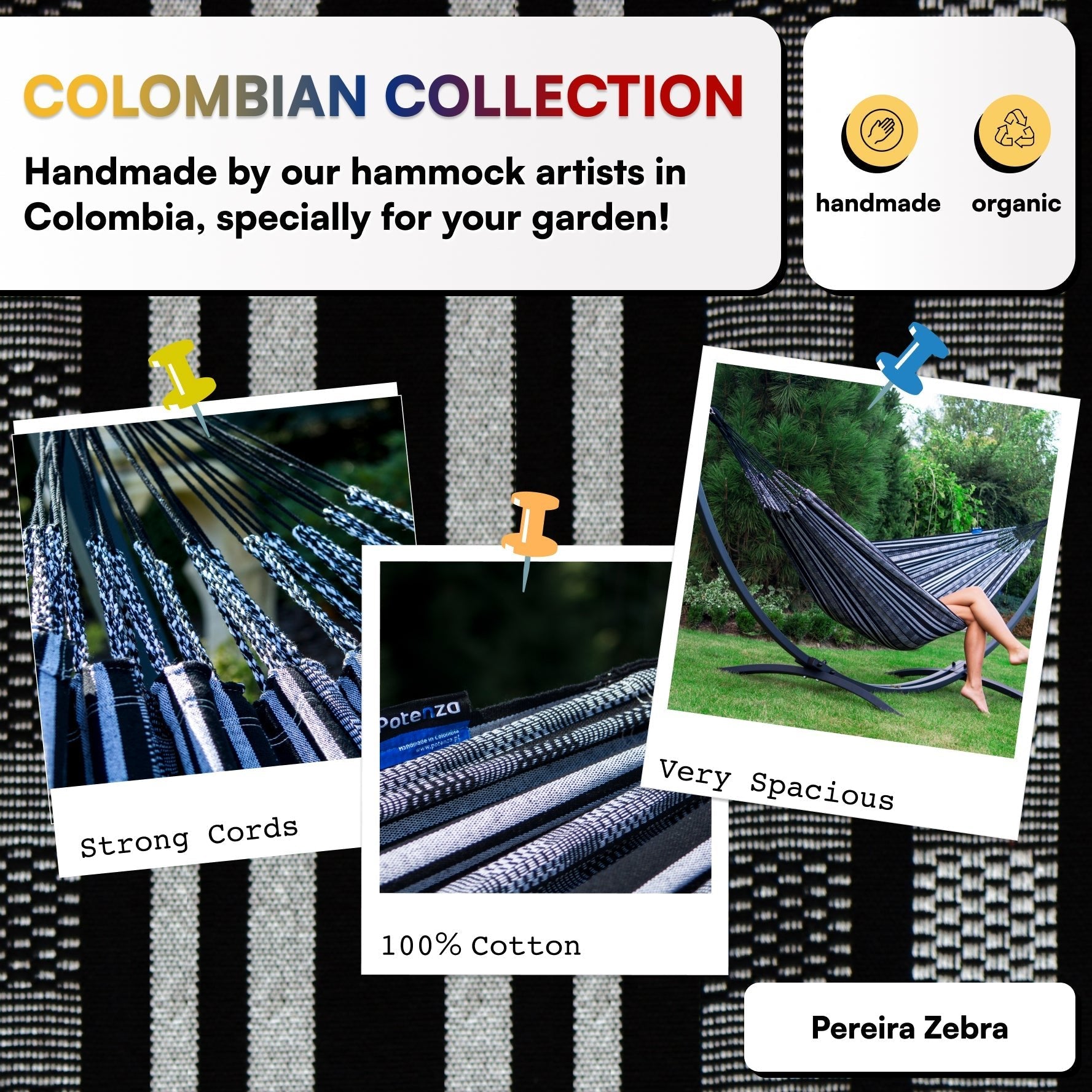Colombian Pereira Zebra Cocoon Fabric - PotenzaHammocks
