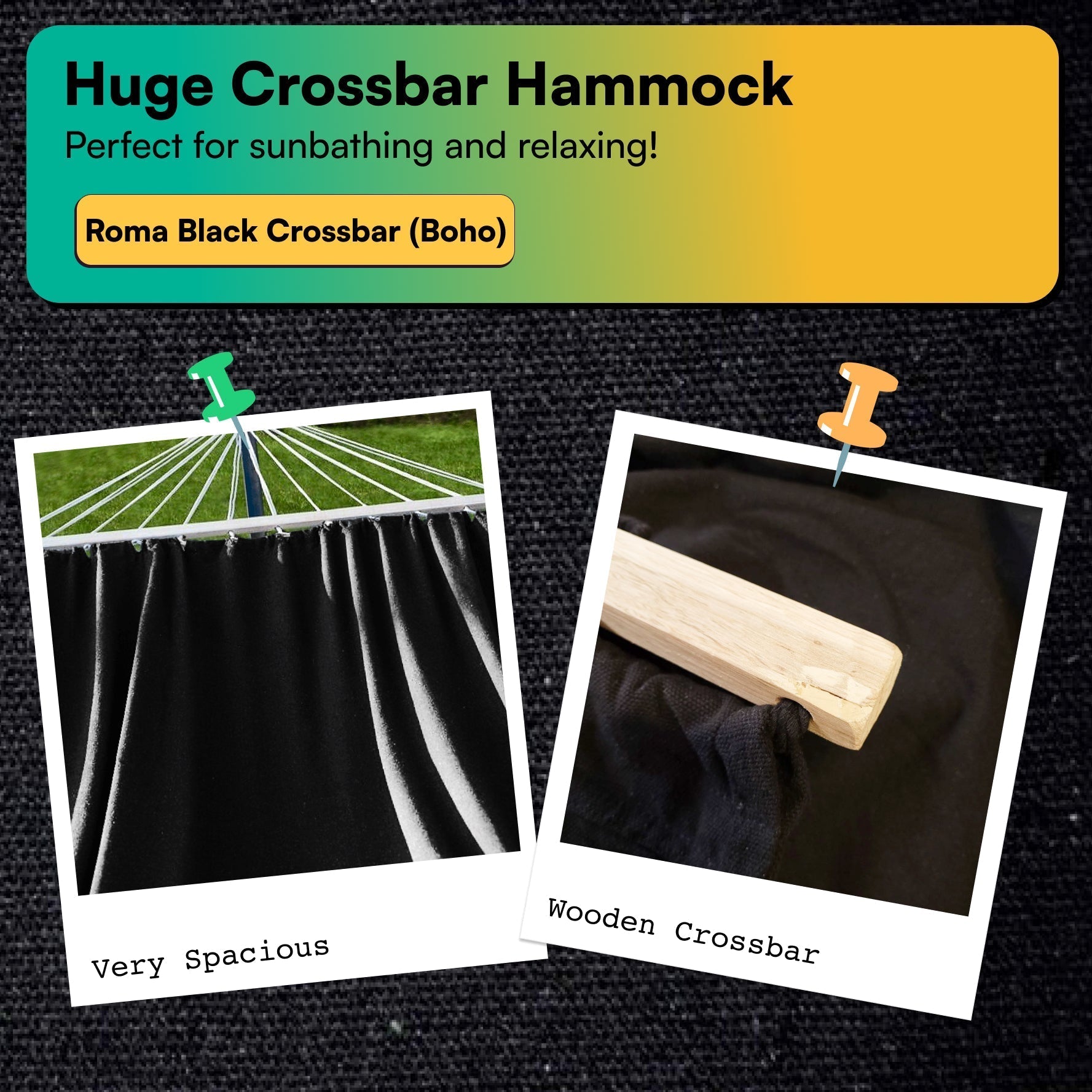 Grande Roma Black Crossbar Set - PotenzaHammocks